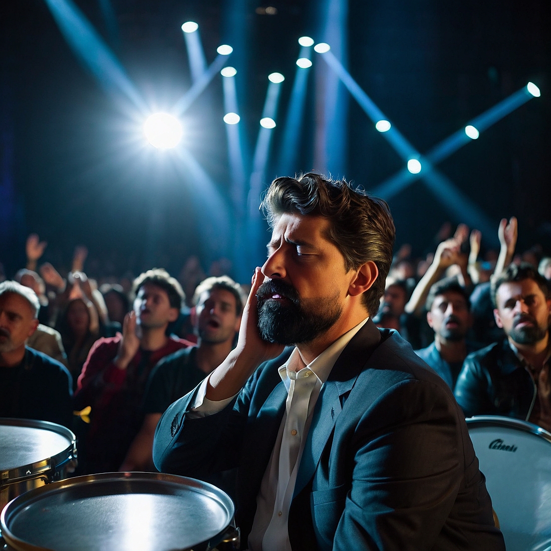 Leonardo_Kino_XL_A_middleaged_man_sitting_in_a_concert_slowly_1